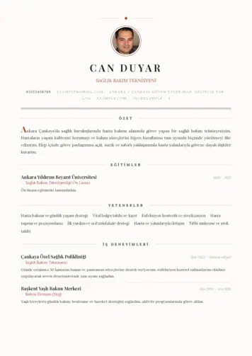Hasta Bakıcı Cv Örnekleri cv indir